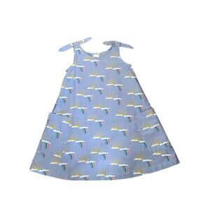 Hanna Andersson Rainbow Sun Dress Blue Oxford Cloth Girls Size 6-7